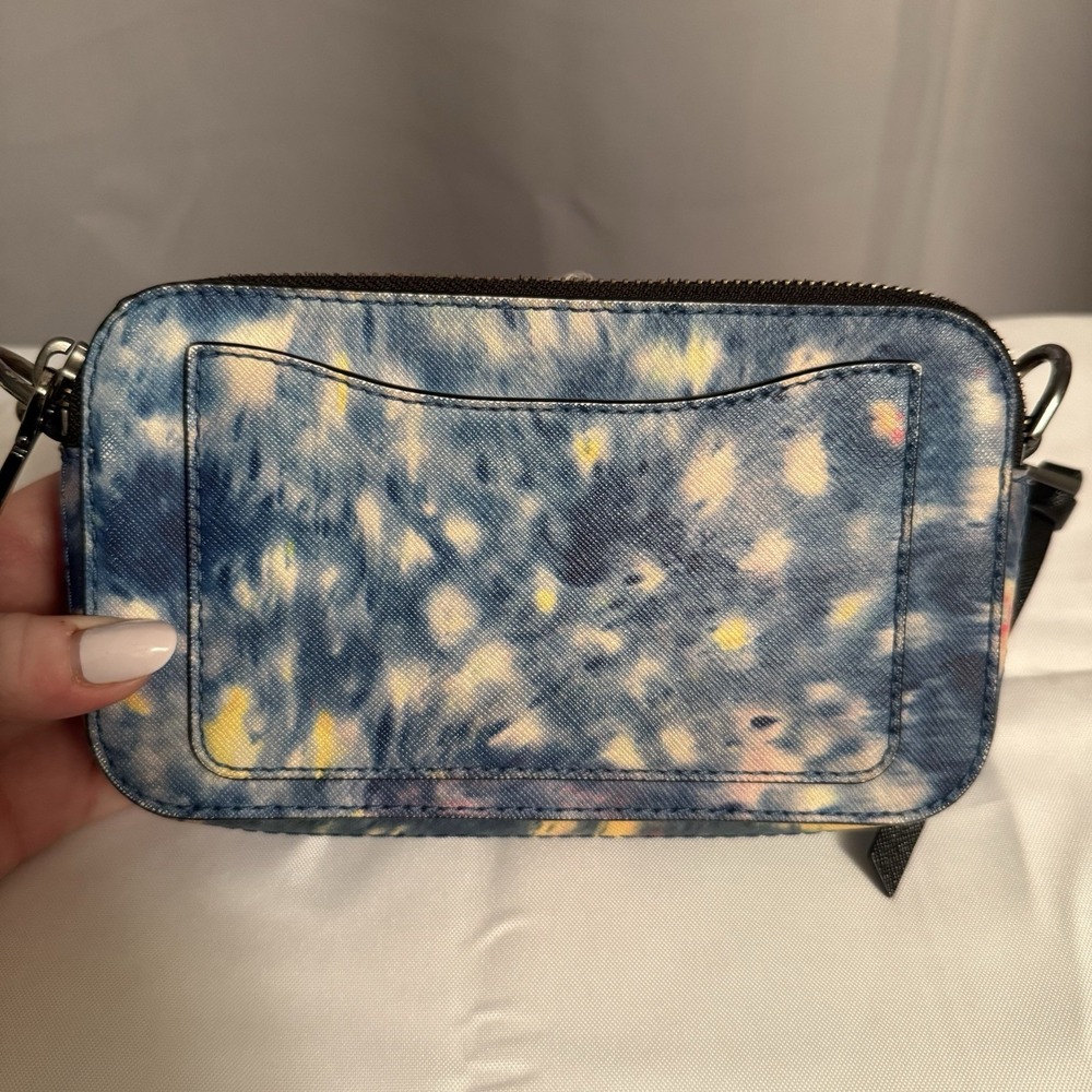 Marc Jacobs Snapshot Crossbody Bag Purse Watercolor Camera Shoulder Tie Dye Blue - Picture 3 of 16